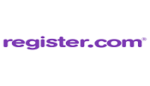 A screenshot of the Register.com homepage showcasing domain registration, web hosting, and website builder services designed for individuals and businesses.